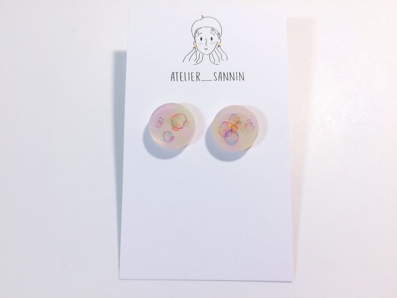 Bubble yogurt series - peach yogurt stick ear earrings cute earrings ear clip / ear clip - Earrings & Clip-ons - Other Materials Pink
