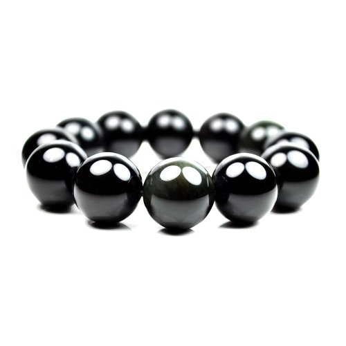 正佳珠寶 Gemsrich Jewelry 【正佳珠寶】黑曜石 單眼黑耀石 避邪黑曜石手珠 18mm