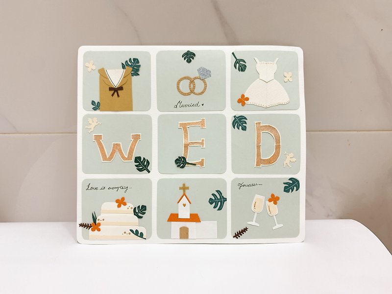 [Custom style] Wedding nine-squares greeting card (including sealing Wax envelope/please discuss before placing an order) - การ์ด/โปสการ์ด - กระดาษ หลากหลายสี