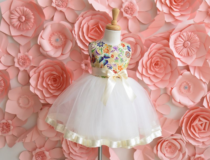 Peng Peng flower skirt dress - Other - Cotton & Hemp White