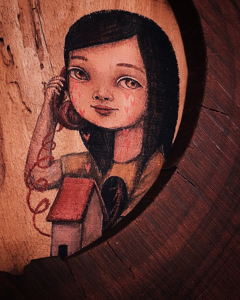 Mind illustration wood board painting - ตกแต่งผนัง - ไม้ สีนำ้ตาล