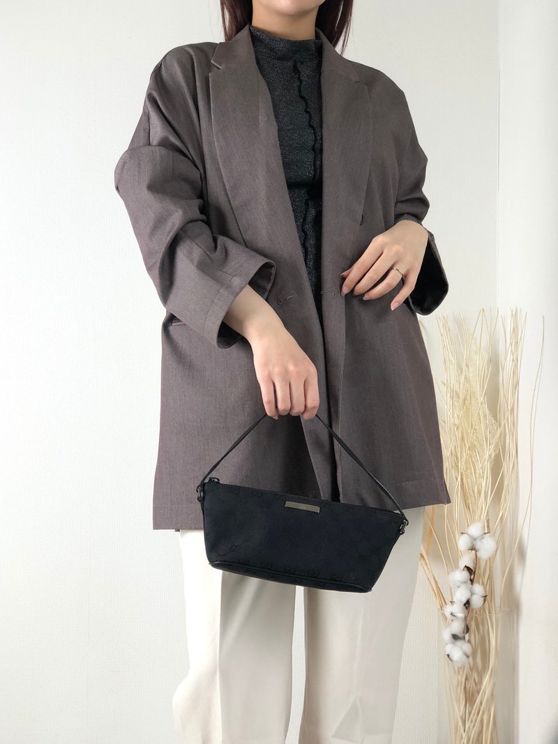【 日本直送　名牌中古包 】GUCCI グッチ GG柄 ロゴ キャンバス バニティバッグ ハンドバッグ ブラック vintage 73mxrh - 手提包/手提袋 - 棉．麻 黑色