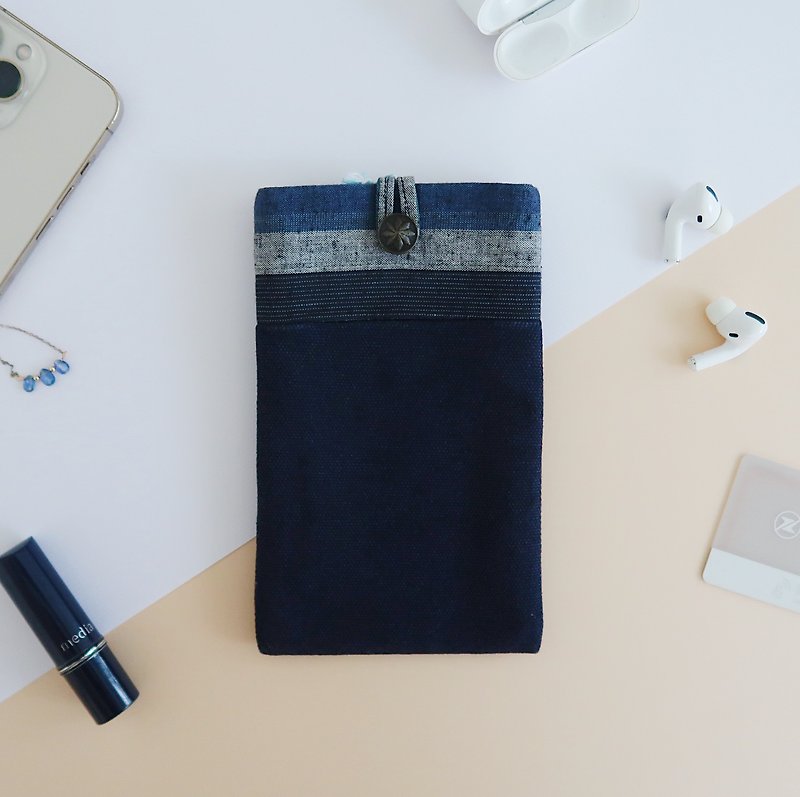 Douba design phone bag - Phone Cases - Cotton & Hemp Blue