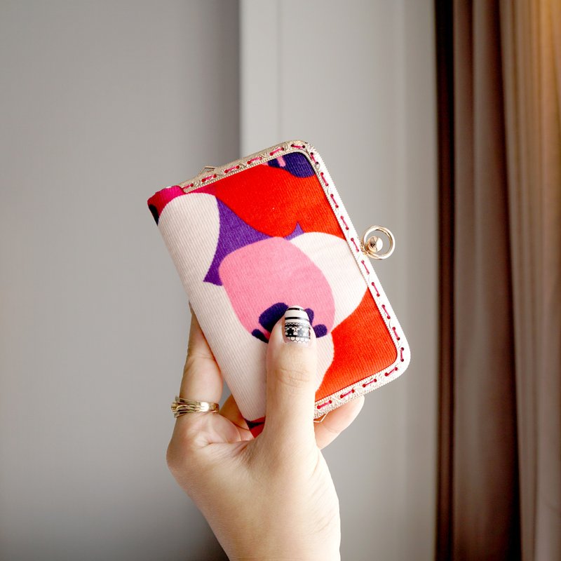 Kiss Clasp Card Holder - Camilla's Blush - กระเป๋าใส่เหรียญ - ผ้าฝ้าย/ผ้าลินิน สึชมพู