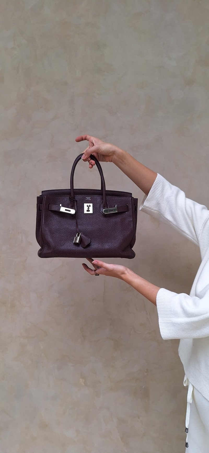 Hermès Birkin 30 Togo skin burgundy brown Platinum 30 - กระเป๋าถือ - หนังแท้ สีนำ้ตาล