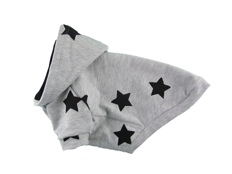 Star Printed Cotton French Terry Dog Top, Dog Hoodie, Dog Apparel - 寵物衣服 - 其他材質 灰色