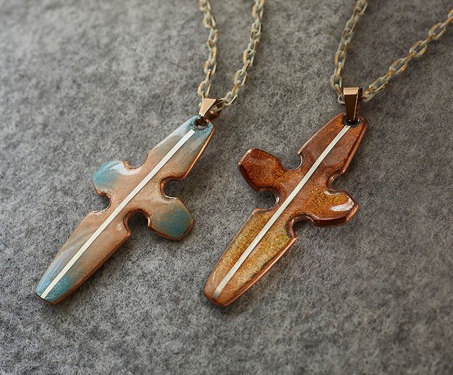 Wooden Double-Cross Necklace