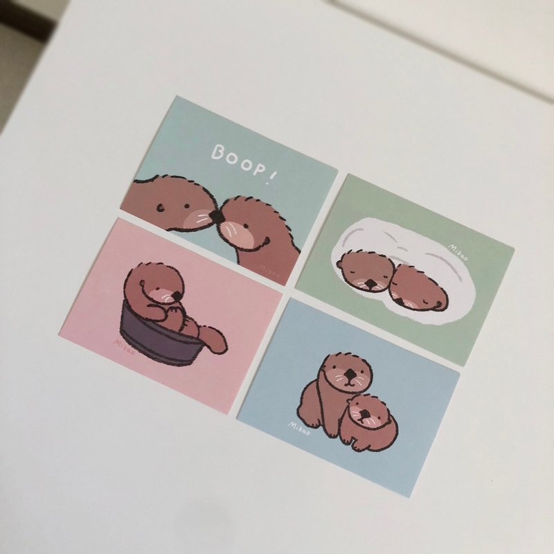 Sea Otter Baby Postcard + Sticker Set - Cards & Postcards - Paper 