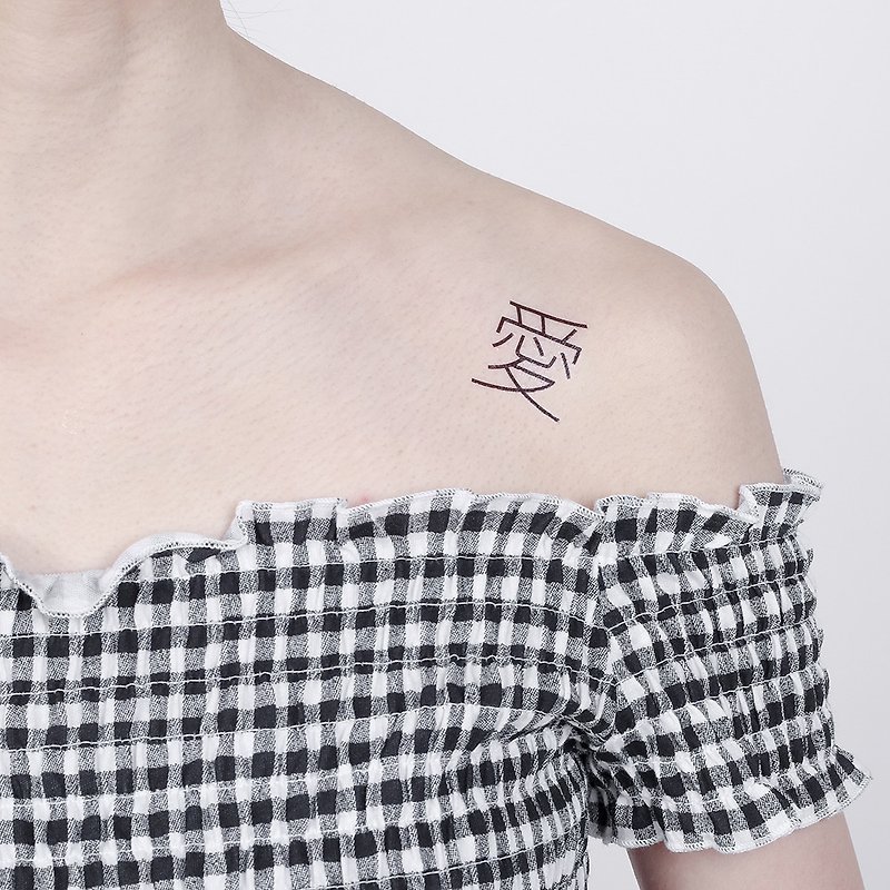 Surprise Tattoos / Chinese Love Temporary Tattoo - สติ๊กเกอร์แทททู - กระดาษ สีดำ