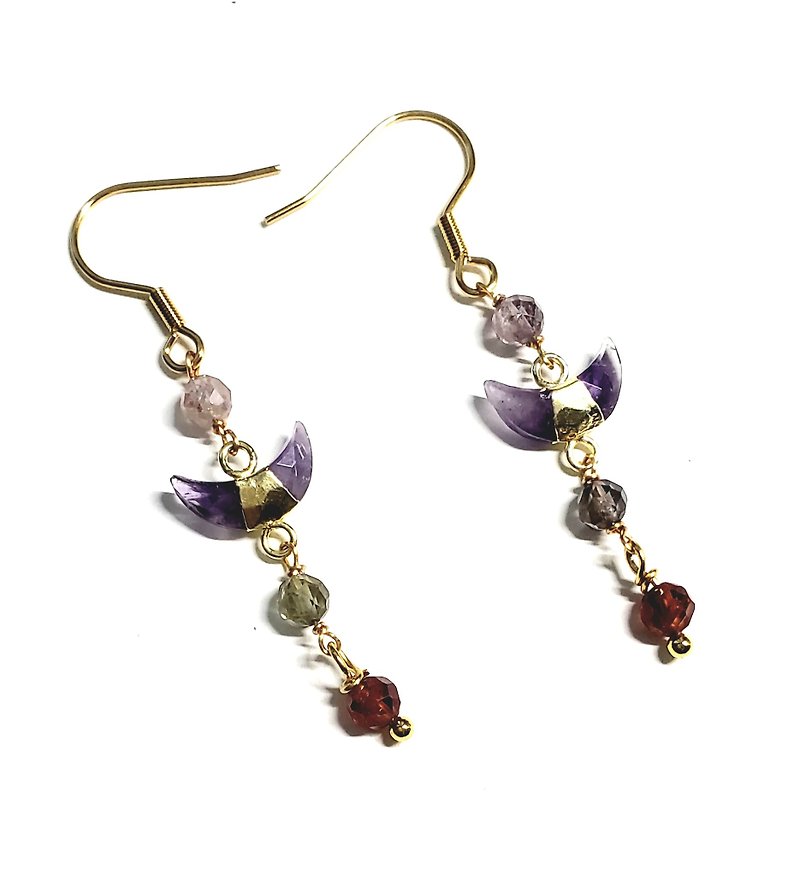 Natural muti color spinel and amethyst earring (angel motif)(with certificate) - Earrings & Clip-ons - Gemstone 