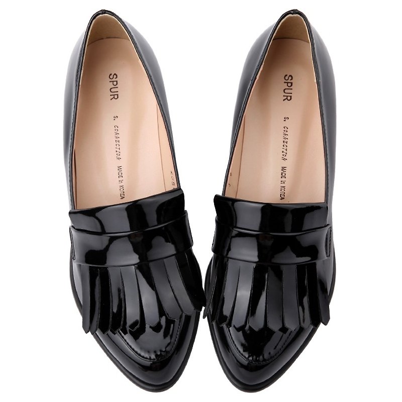 SPUR 可愛流蘇樂福鞋 JS7106 BLACK - 女款牛津鞋 - 真皮 黑色