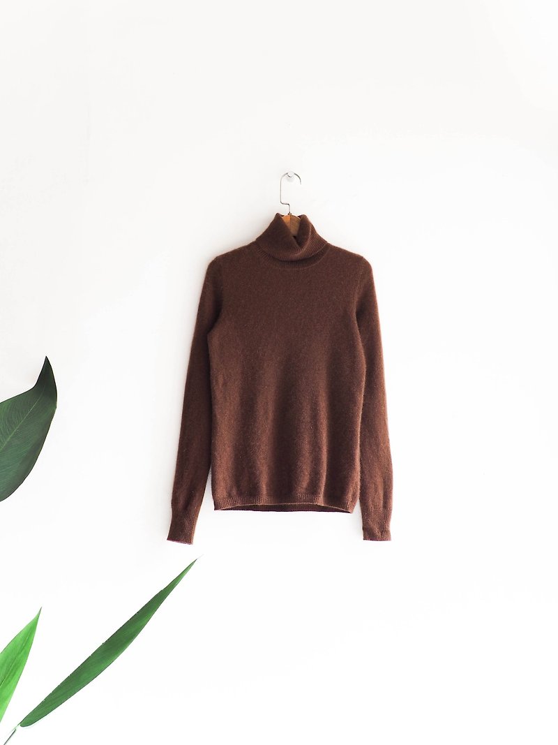 Rivers and Waters - Tokyo Coffee Winter Garden Time Antique Cashmere Tops Vintage Sweater cashmere vintage oversize - สเวตเตอร์ผู้หญิง - ขนแกะ สีนำ้ตาล