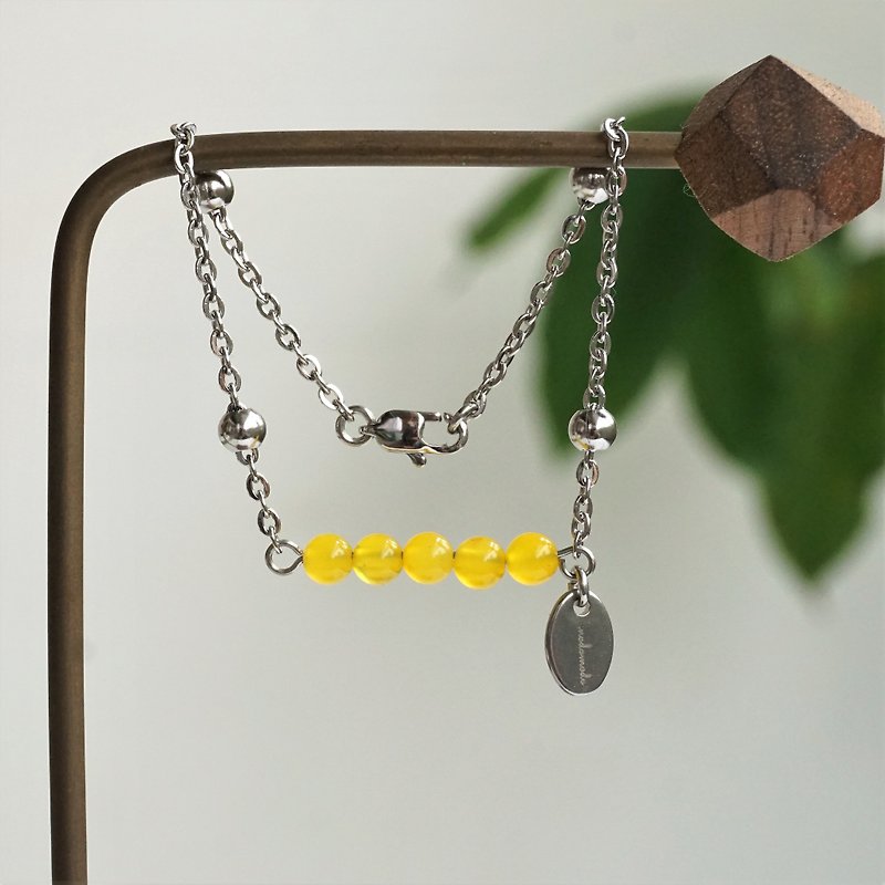 << modomodo birth stone bracelet >> November birthstone - yellow agate Yellowagate - Bracelets - Semi-Precious Stones Yellow