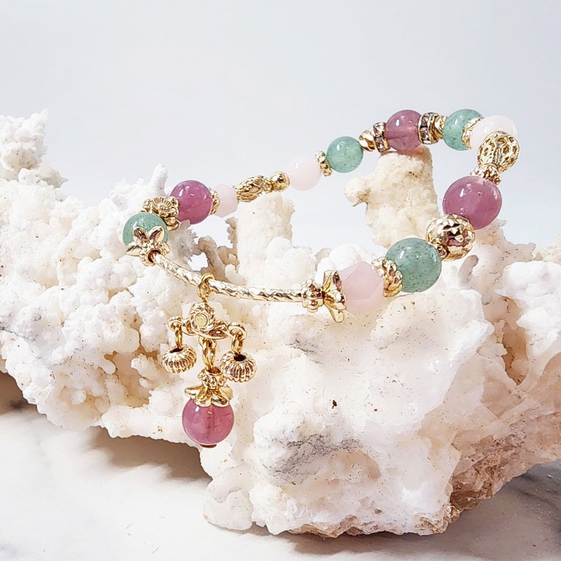 Fantasy Stone Light – Lotus Goddess Bracelet - สร้อยข้อมือ - หยก สึชมพู