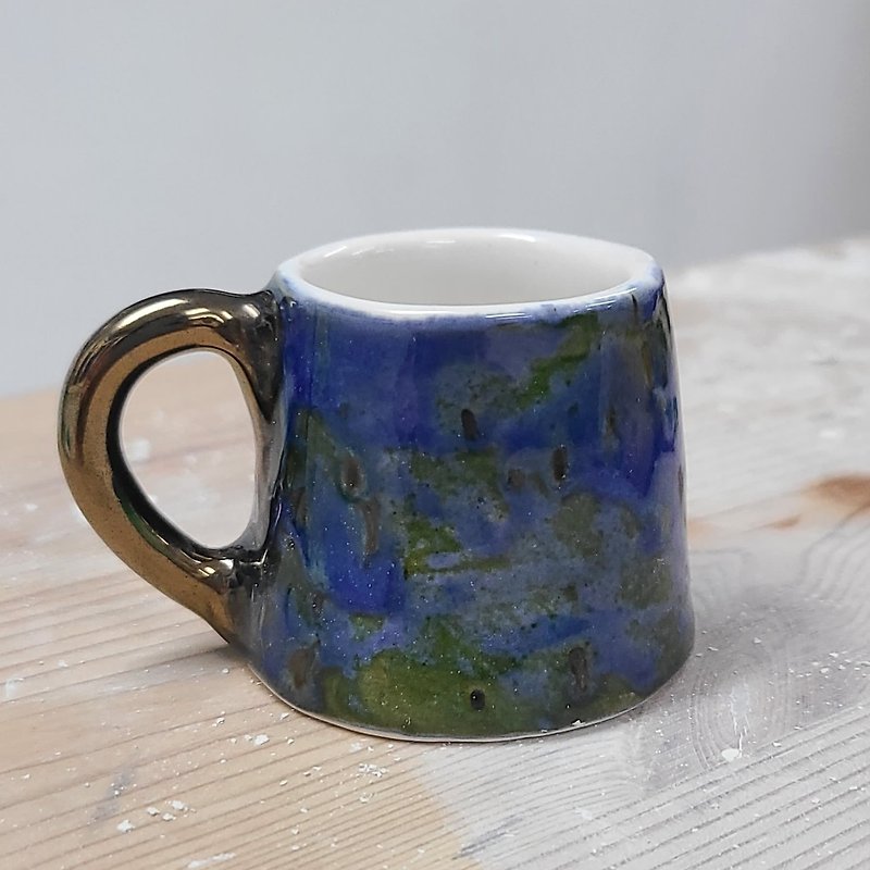 ดินเผา แก้วมัค/แก้วกาแฟ สีน้ำเงิน - Planet Earth Espresso Cup