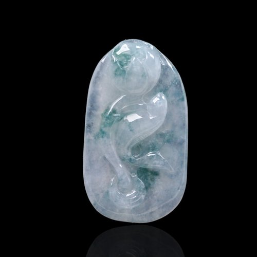 瓔珞珠寶盒 E.L.Jewelry Box 冰種飄藍花翡翠荷包有魚項鍊 | 天然緬甸玉A貨翡翠 | 送禮