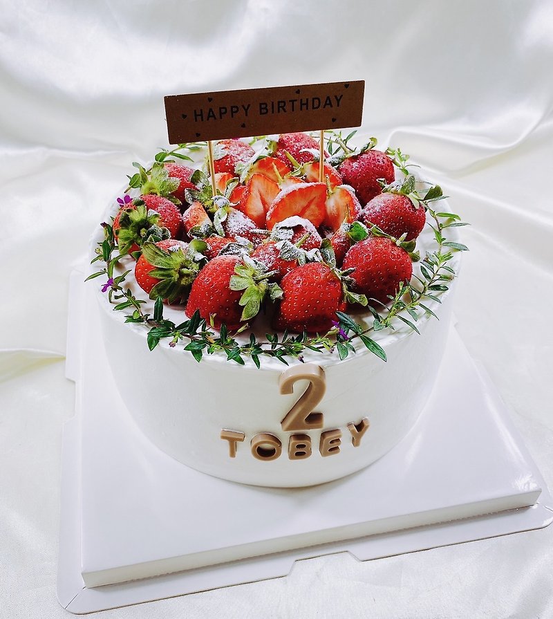 Strawberry Forest Strawberry Custom Birthday Cake Shape Mother's Day Seasonal Limited 4 6 8 Inch Face-to-face - Cake & Desserts - Fresh Ingredients Red