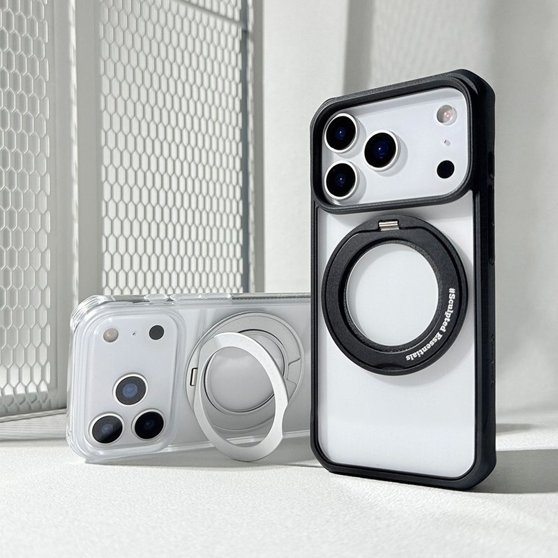 【NavJack】iPhone 17 Pro& Pro Max│MagSpin磁吸支架軍規防摔殼 - 手機殼/手機套 - 塑膠 銀色