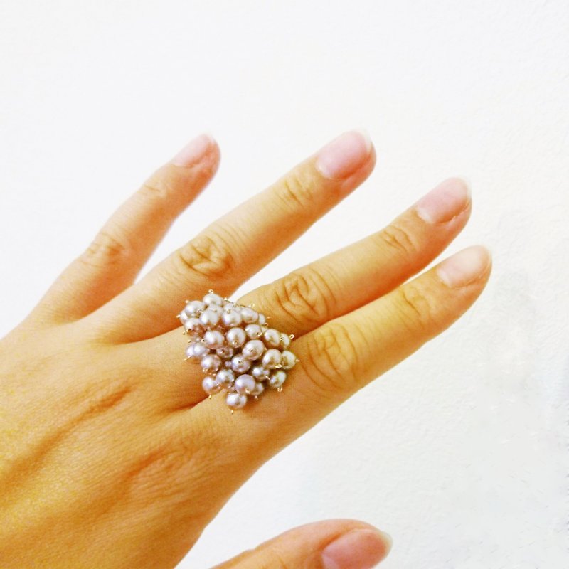 14kgf * AA ++ smoky pink volume pearl ring # 13 - General Rings - Gemstone Pink