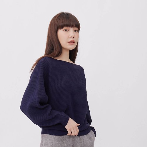 Sheer knit linen women sweater in blue - Krista Elsta