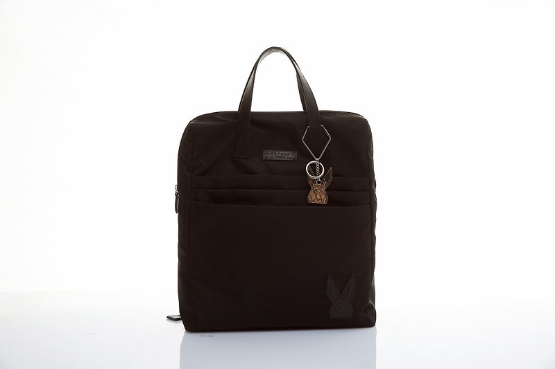 Khieng Atelier Diamond Bunny Cool Me City Bag - กระเป๋าเป้สะพายหลัง - วัสดุอื่นๆ สีดำ