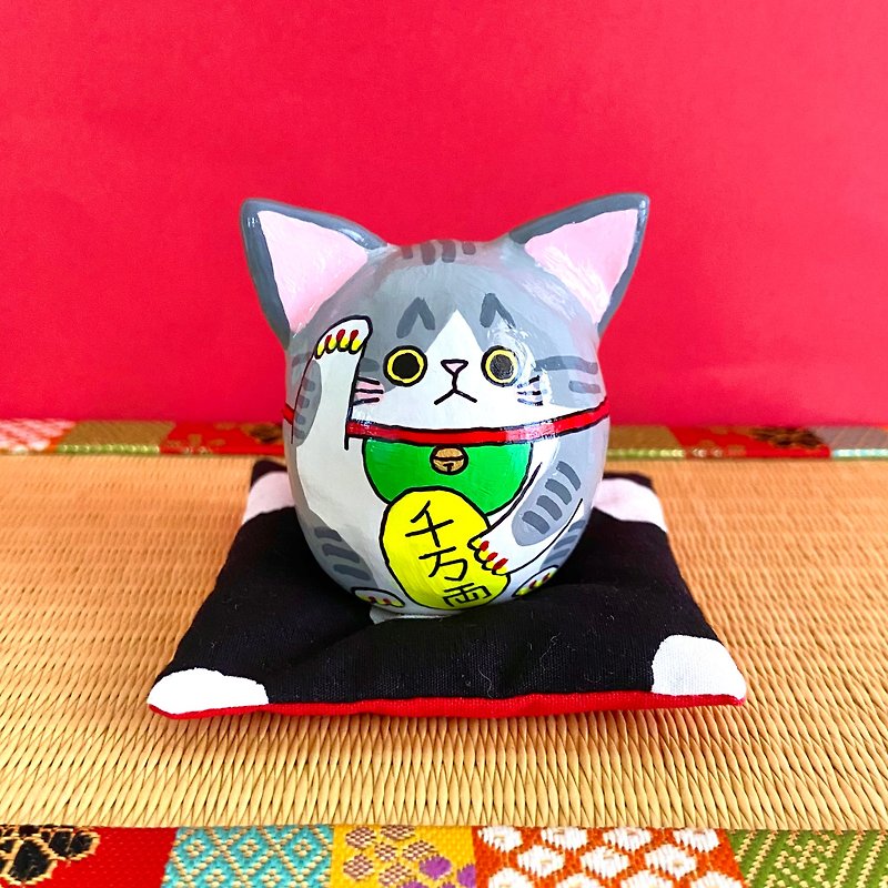 Lucky Cat [Large] Sabashiro - ของวางตกแต่ง - ดินเหนียว สีเทา