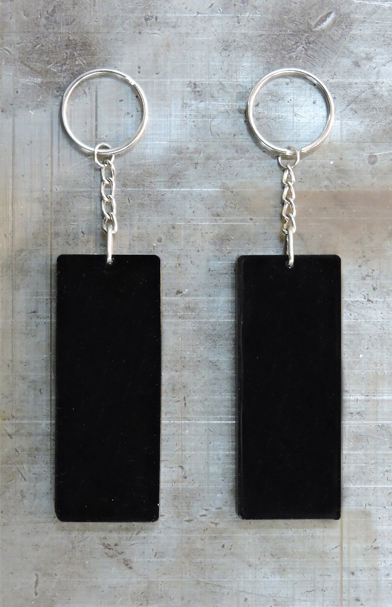 Straight custom lettering black gold keychain - Keychains - Acrylic 