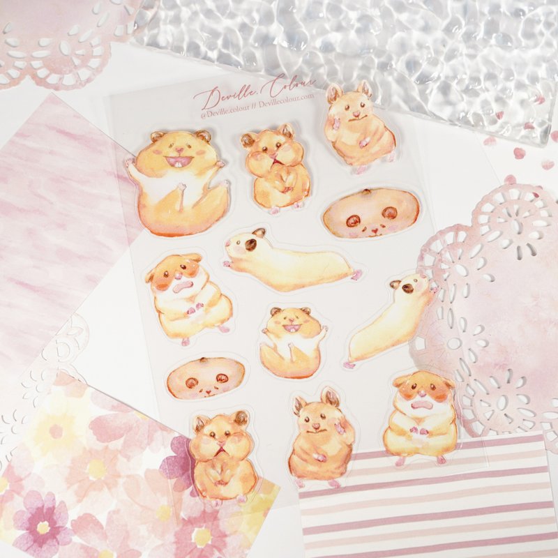 【Cute Hamster】Washi Sticker Sheet - สติกเกอร์ - กระดาษ สึชมพู