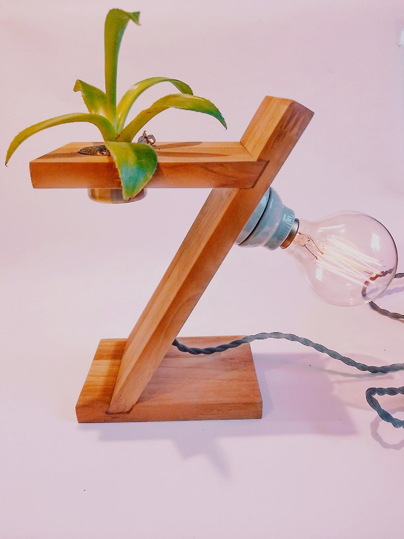 CL Studio [handmade log teak plant lamp holder (with bulb planting)] Valentine's Day gift W1 - ตกแต่งต้นไม้ - ไม้ สีนำ้ตาล