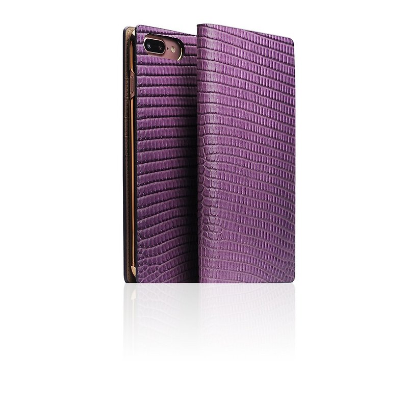SLG Design iPhone 8 / 7 Plus D3 ILL 經典蜥蜴紋 真皮皮套-紫 - 手機殼/手機套 - 真皮 紫色