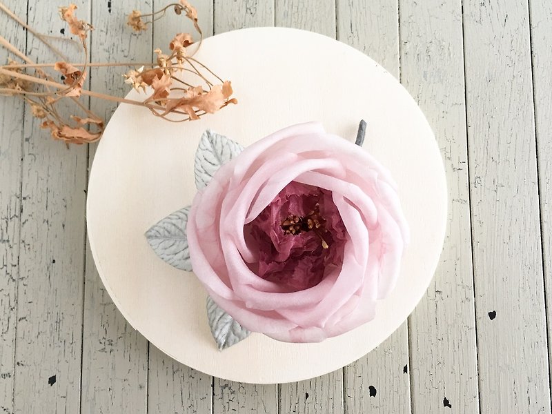 Corsage: English Rose Pink - Brooches - Silk Pink
