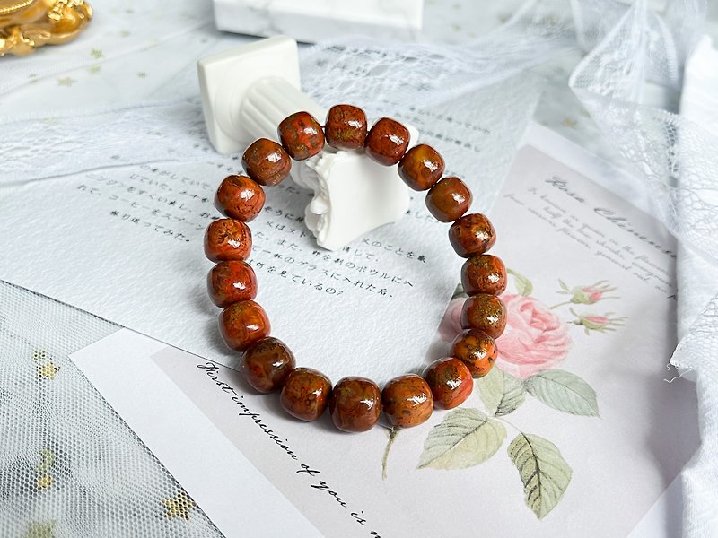 [One thing, one picture] Dream-level Liaoning Beipiao Warring States Red Agate Red Onyx Old Bead Bracelet - Bracelets - Crystal Multicolor