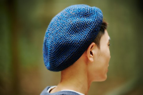 糸 赤 mee.tsu 羊毛混紡貝蕾帽-紳士藍