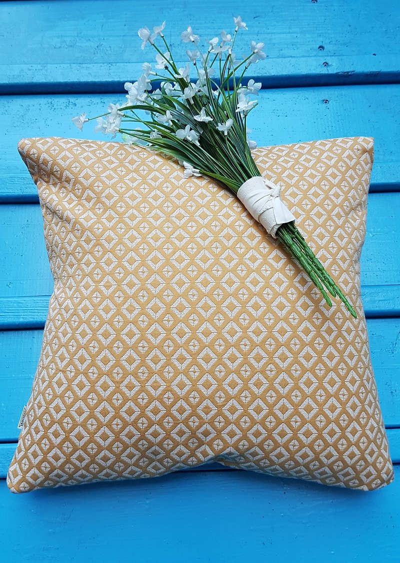 Nordic style retro yellow geometric pattern pillow / pillow - Pillows & Cushions - Cotton & Hemp Yellow