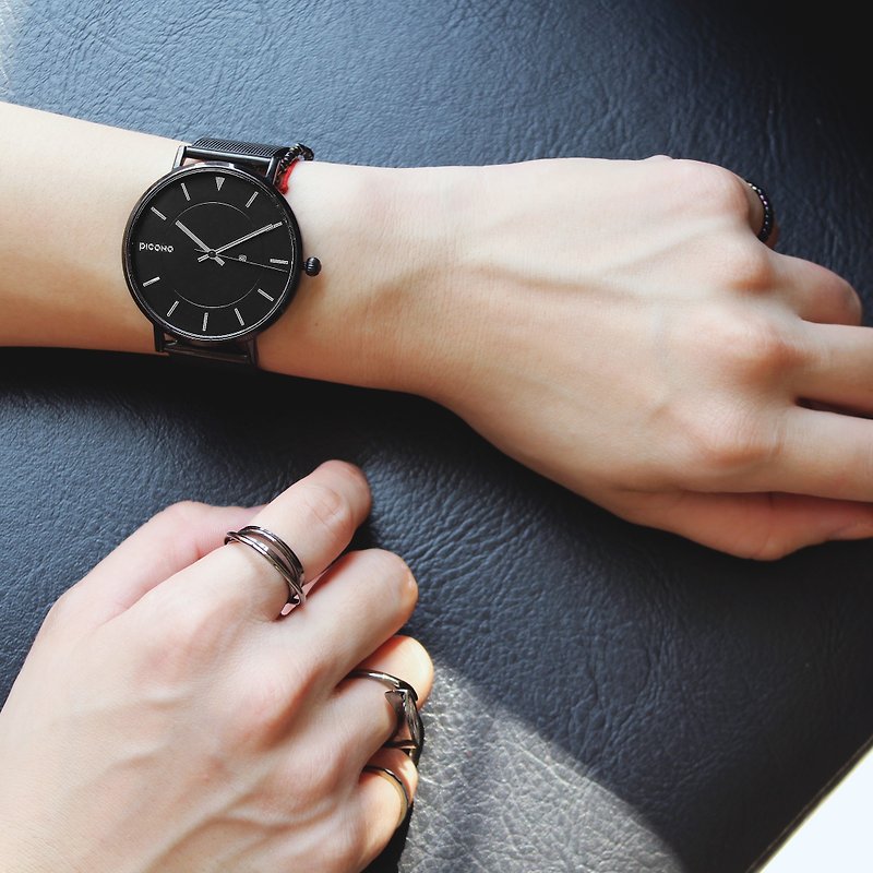 【PICONO】RGB 系列 輕薄黑色快拆式不鏽鋼網帶手錶 / RGB-6501 - 男錶/中性錶 - 不鏽鋼 銀色