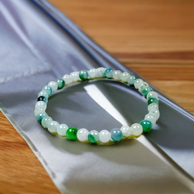 Floating Flower Jadeite Hand Beads | Natural Burmese Jadeite A Grade | Gifts - สร้อยข้อมือ - หยก หลากหลายสี