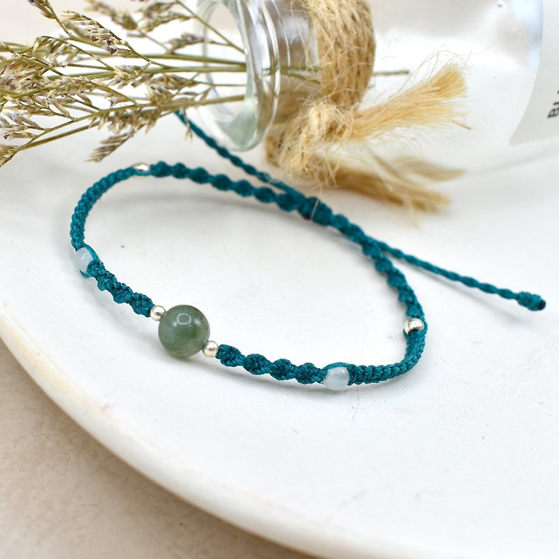 MIRROR Huang Xuanyuan-Indigo Quiet Emerald Wax Line Bracelet - Bracelets - Jade 