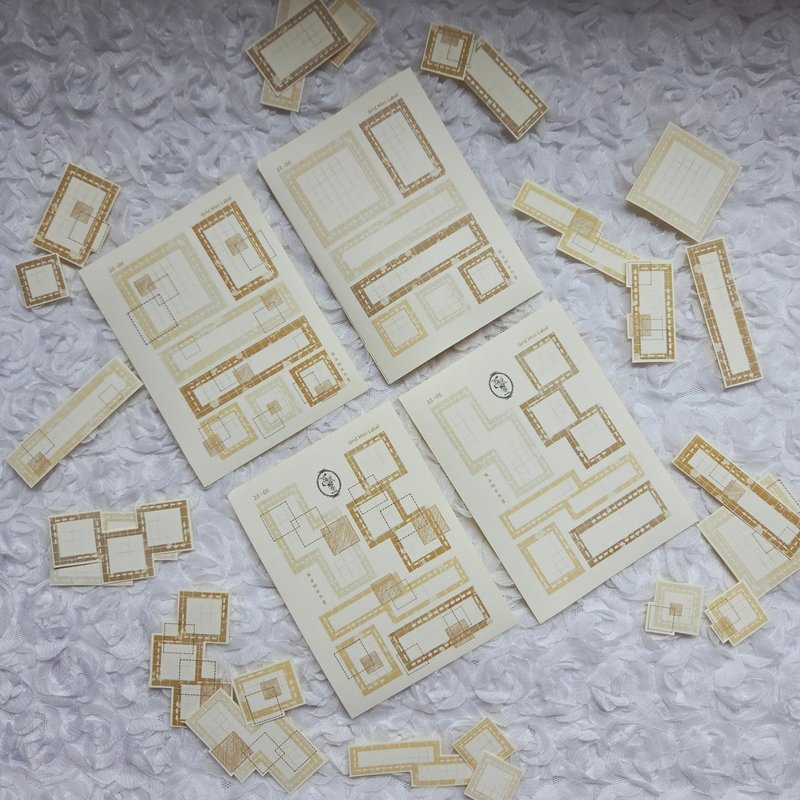 網格迷你標籤-米黃色棕色 - 貼紙 - 紙 