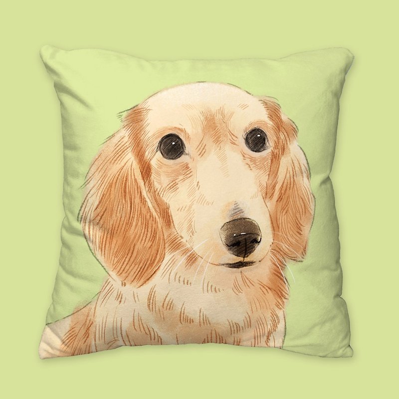 [I will always love you] Classic Dachshund Dog Animal Pillow/Pillow/Cushion - หมอน - ผ้าฝ้าย/ผ้าลินิน สีเขียว