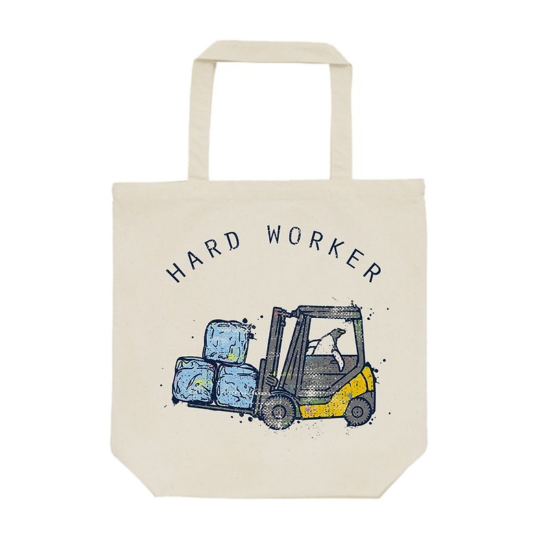 tote bag / Hard worker - Handbags & Totes - Cotton & Hemp Khaki