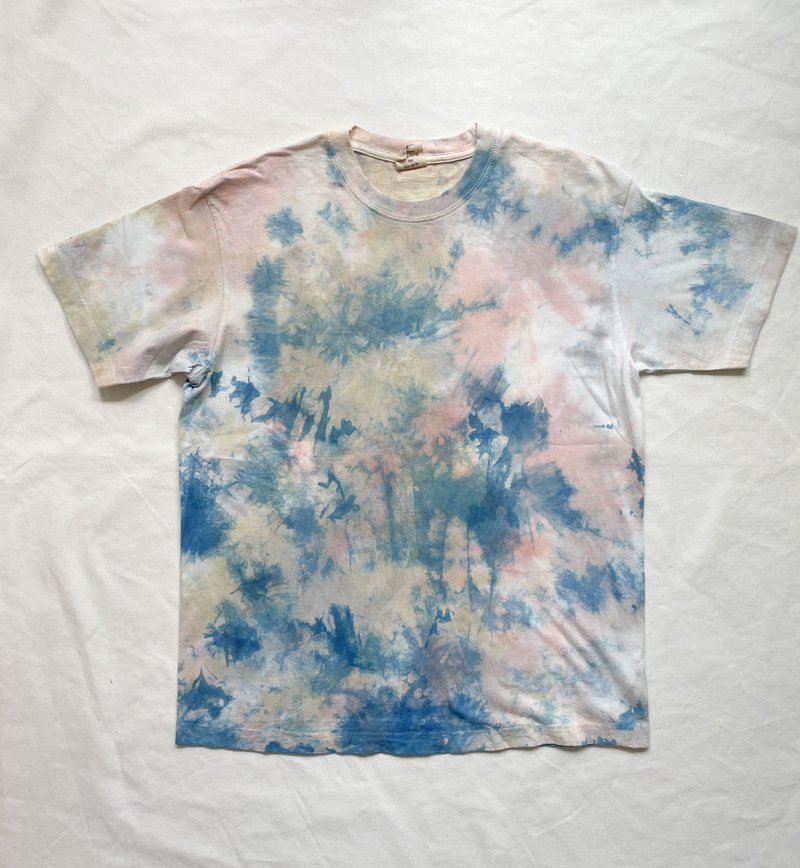 Coloring Organic cotton TEE　藍染 泥染 染色 Indigo Mud dyed shibori 絞り染め - 女 T 恤 - 棉．麻 粉紅色