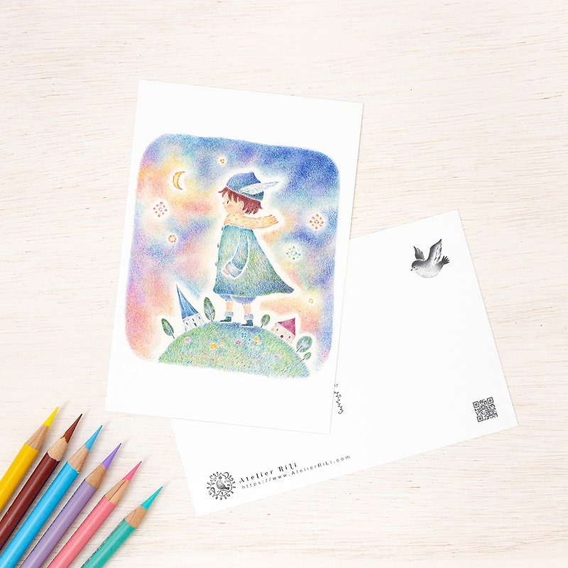 Set of 5 pieces. Like a picture book. Postcard Little Star Child PC-1257 - Cards & Postcards - Paper Multicolor