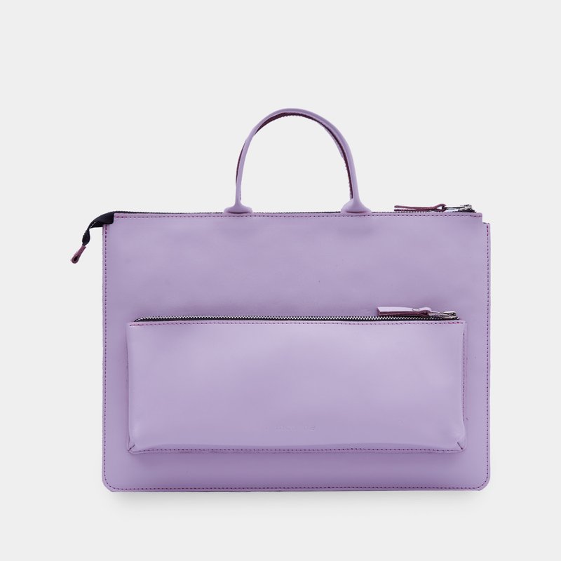 紫紅經典皮革筆電保護套附提把 – 真皮筆電包 - 電腦包/筆電包 - 真皮 粉紅色