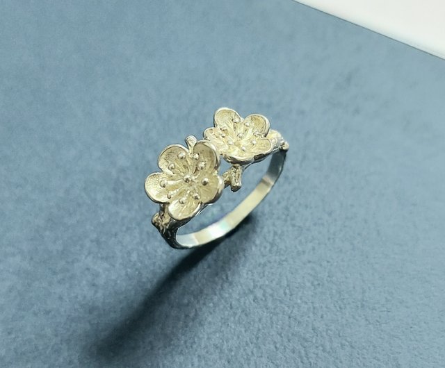 スターリングシルバー925＋冬の雪梅＋咲く梅イメージリング 国花
