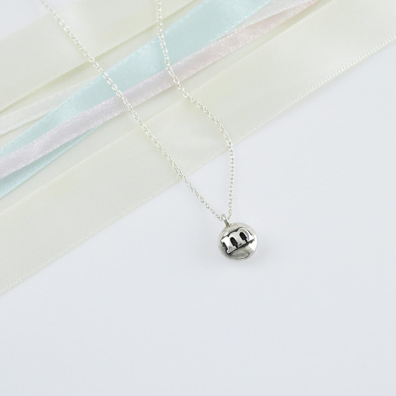 Personalized Initial Round Bean Necklace,SV925 - สร้อยคอ - เงินแท้ สีเงิน