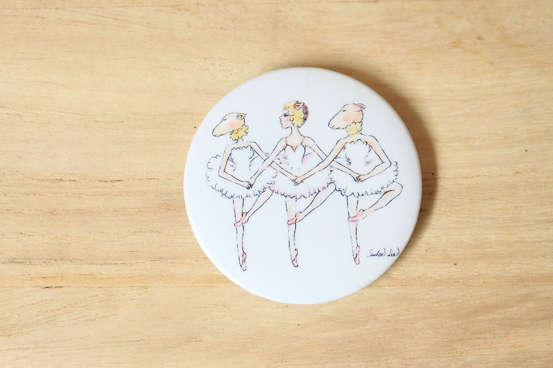 Ballet. Three Lambs Jumping Swan Lake Magnetic Badge - Badges & Pins - Other Materials White