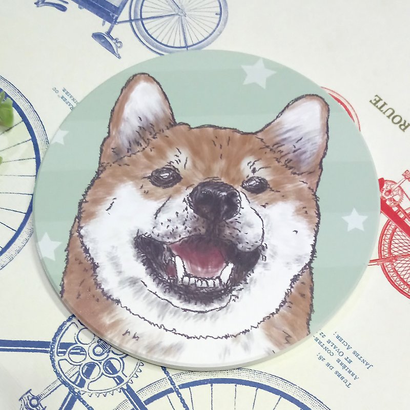 Shiba Inu-absorbent coaster~ceramic coaster - Coasters - Pottery 