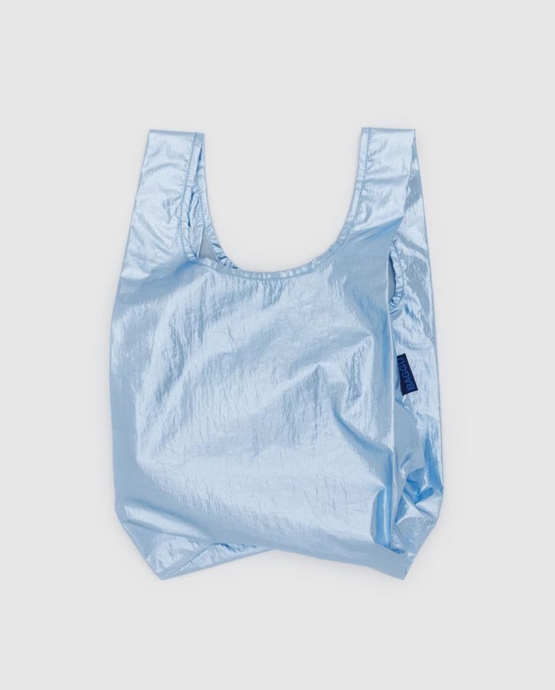 BAGGU Eco-friendly Storage Shopping Bag - Small Size - Limited Edition Light Blue Metal - Handbags & Totes - Waterproof Material Blue