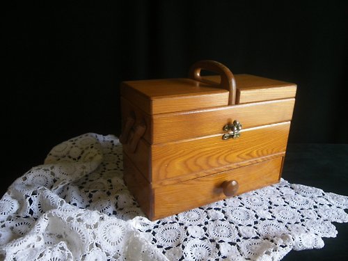 老時光OLD-TIME Vintage & Classic & Deco 【老時光 OLD-TIME】早期日本木製裁縫箱