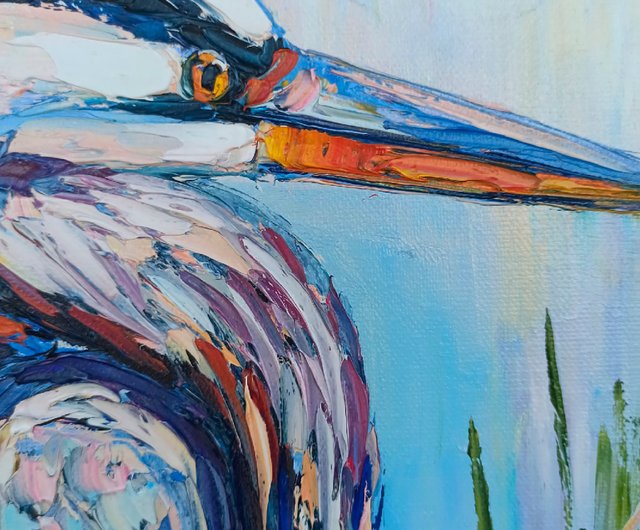 アオサギ油彩画 アオサギ」原画作品 – HERALBONY